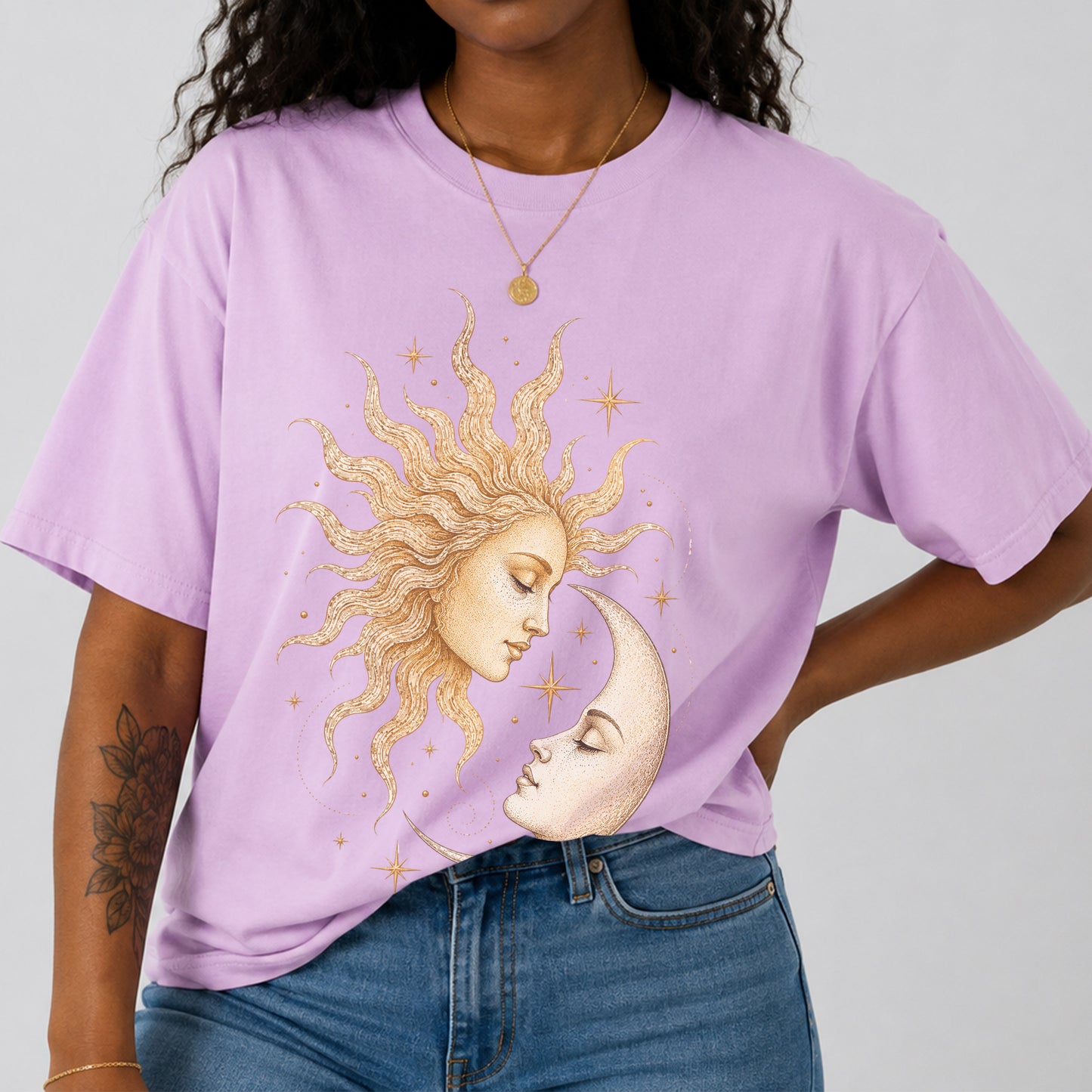 Boho Celestial Moon and Sun Unisex T-Shirt