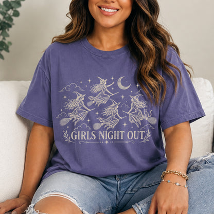 Girls Night Out Halloween Witchy Goth T-shirt | Vintage Feminist Graphic Tee