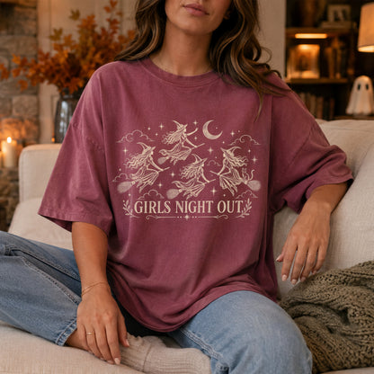 Girls Night Out Halloween Witchy Goth T-shirt | Vintage Feminist Graphic Tee