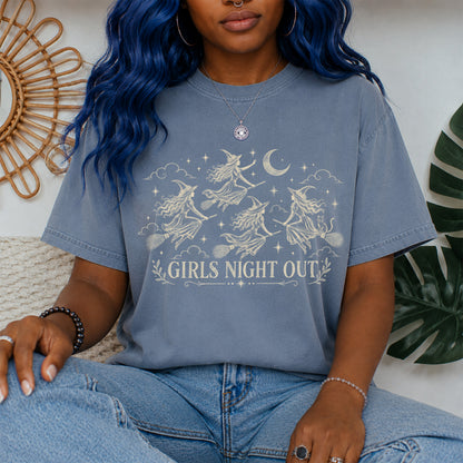 Girls Night Out Halloween Witchy Goth T-shirt | Vintage Feminist Graphic Tee