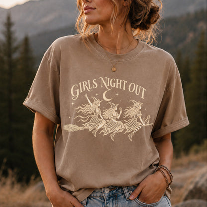Girls Night Out Witch Vintage T-Shirt | Witchy Feminist Halloween Tee
