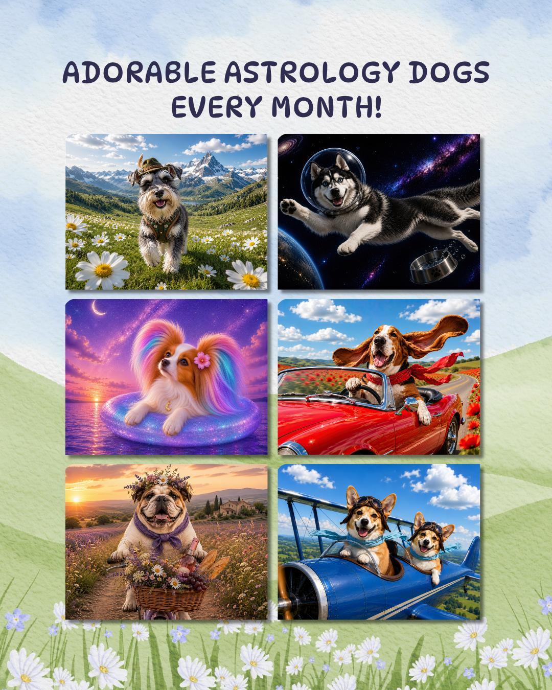 2027 Zodiac Dogs - Funny Canine Astrology Wall Calendar