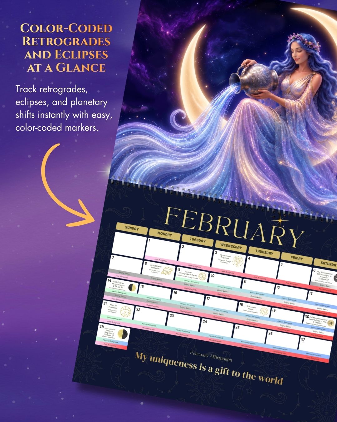 2027 Fantasy Goddess Astrology Wall Calendar