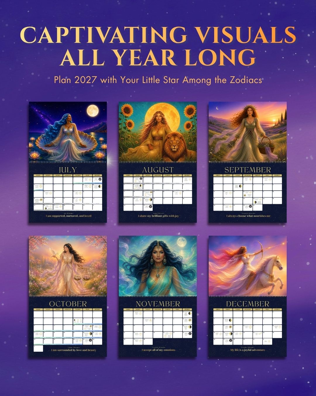 2027 Fantasy Goddess Astrology Wall Calendar