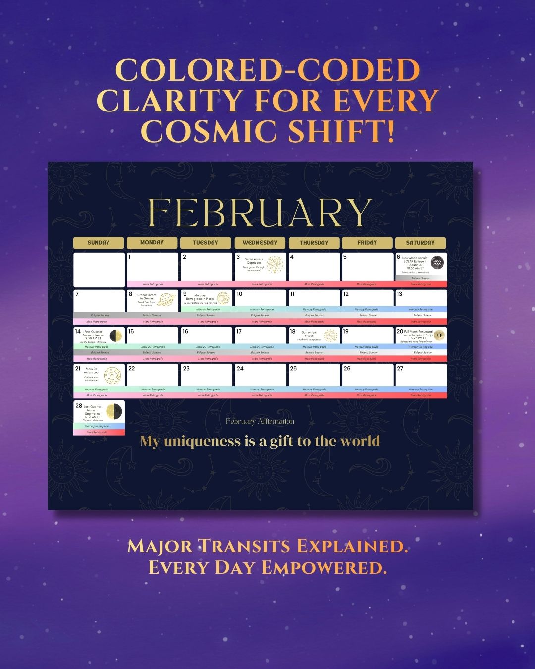 2027 Fantasy Goddess Astrology Wall Calendar