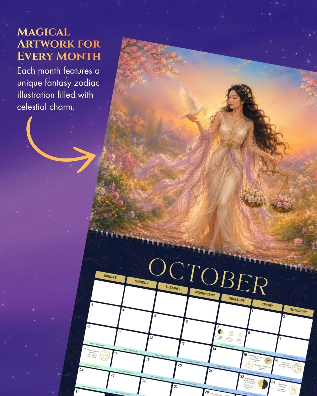 2027 Fantasy Goddess Astrology Wall Calendar