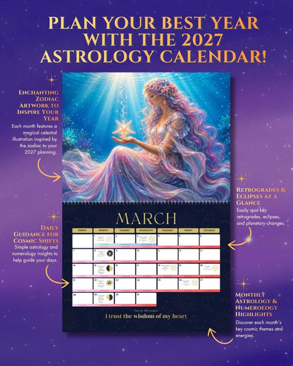 2027 Fantasy Goddess Astrology Wall Calendar