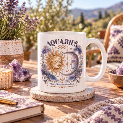 Aquarius Zodiac Mug 11oz and 15oz | Astrology Constellation Coffee Cup