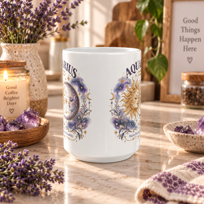 Aquarius Zodiac Mug 11oz and 15oz | Astrology Constellation Coffee Cup
