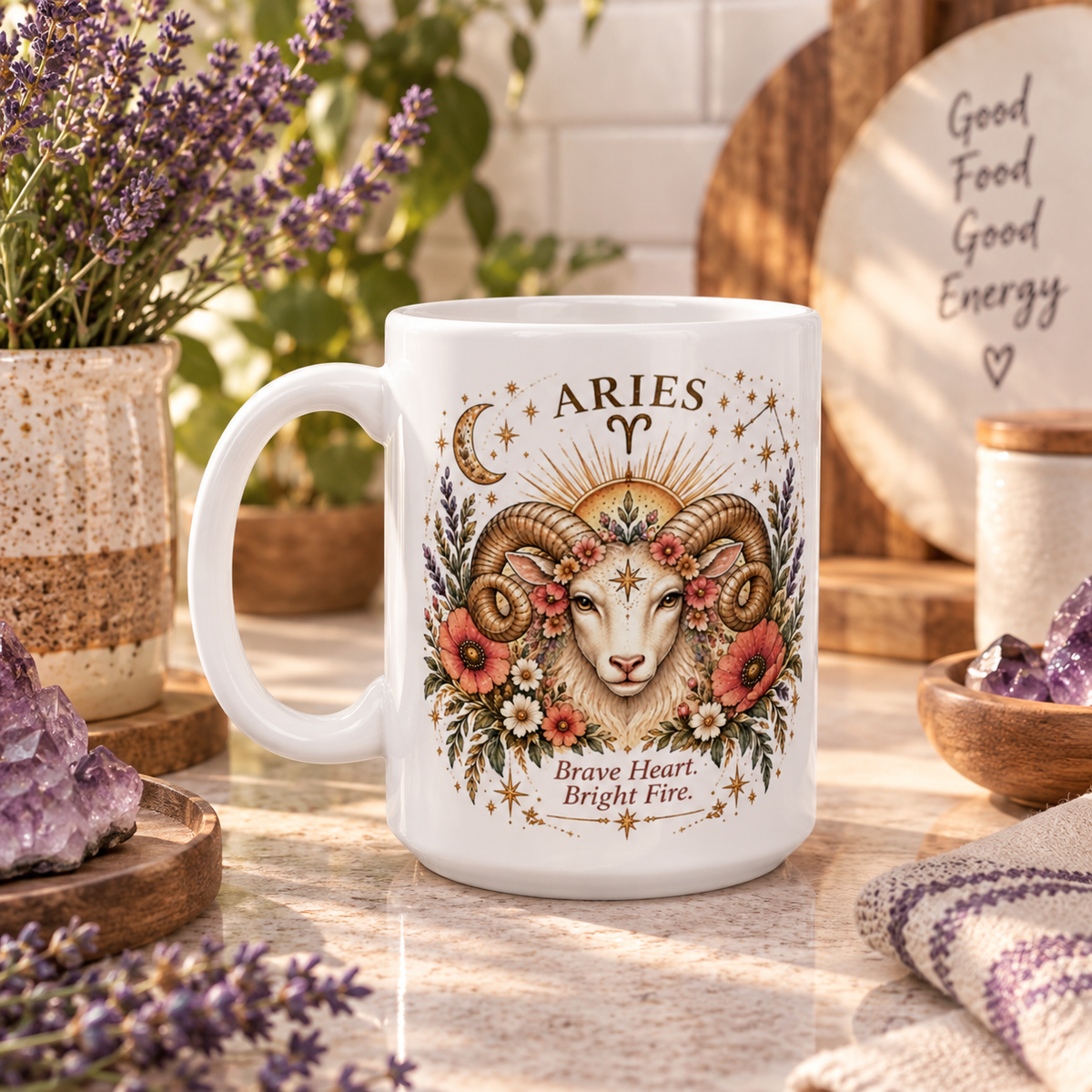 Aries Zodiac Mug 11oz and 15 oz | Astrology Celestial Coffee Cup