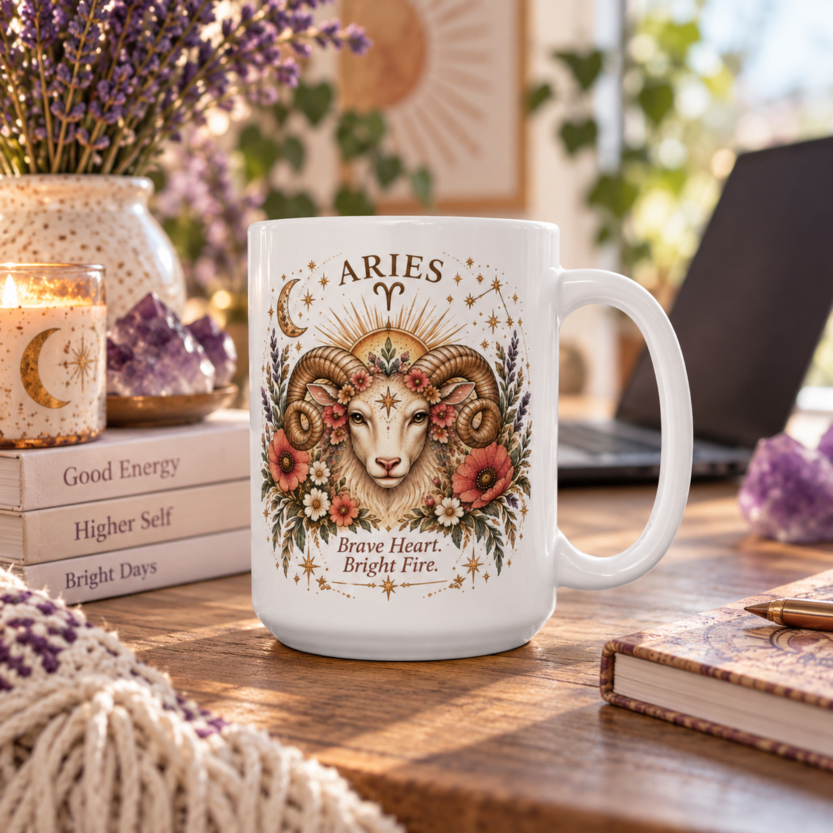 Aries Zodiac Mug 11oz and 15 oz | Astrology Celestial Coffee Cup