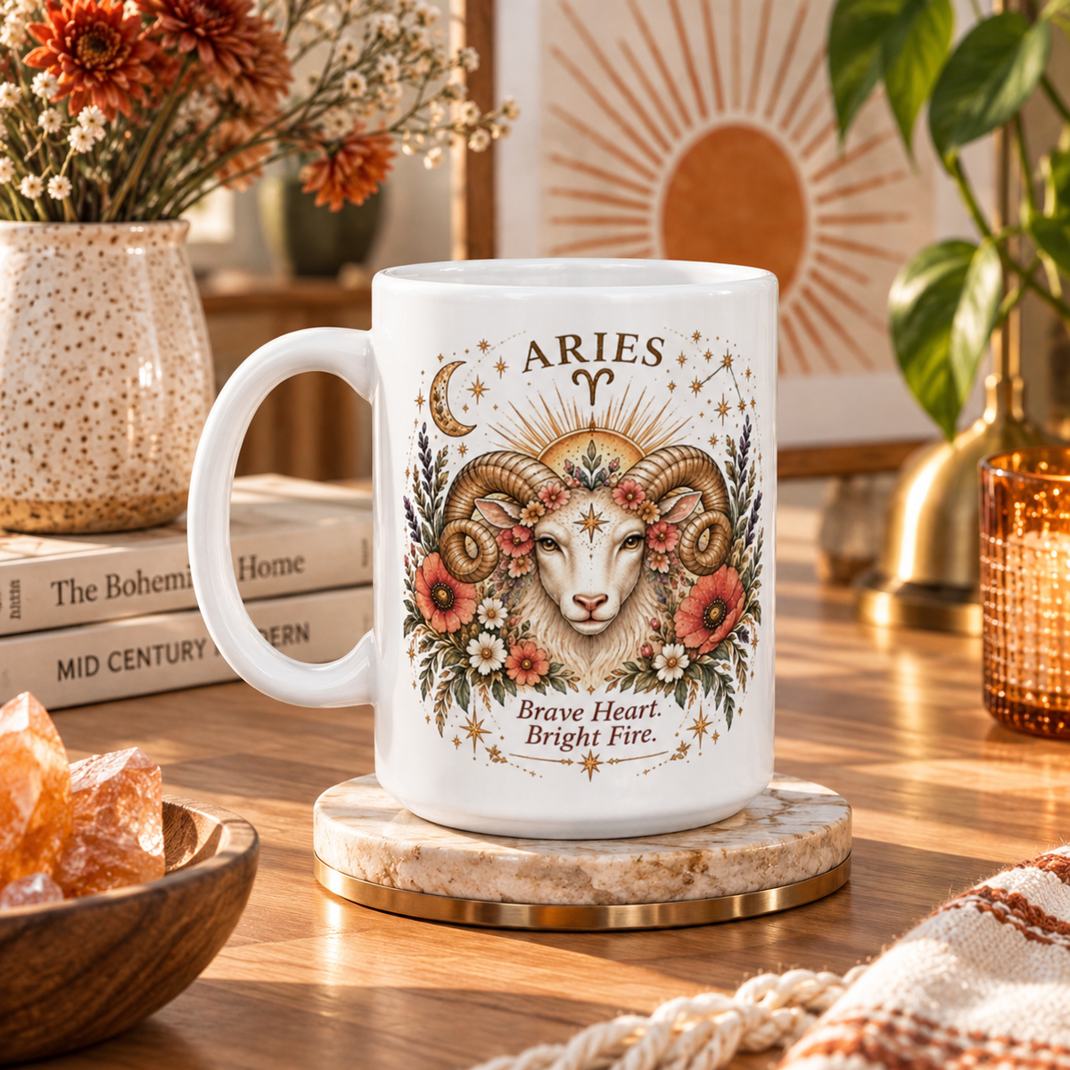 Aries Zodiac Mug 11oz and 15 oz | Astrology Celestial Coffee Cup