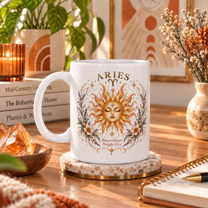 Aries Zodiac Mug 11oz and 15oz | Celestial Astrology Coffee Cup