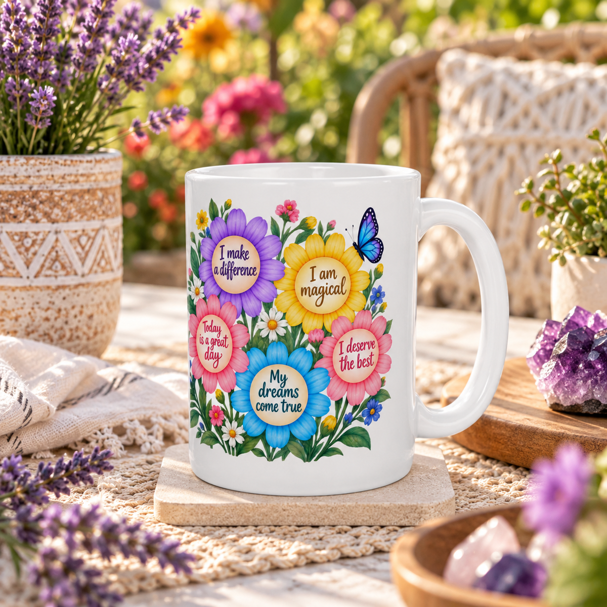 Inspirational Flower Self Care Affirmation Mug 11oz and 15oz
