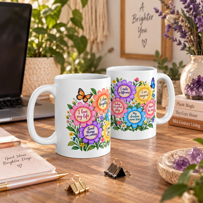 Inspirational Flower Self Care Affirmation Mug 11oz and 15oz