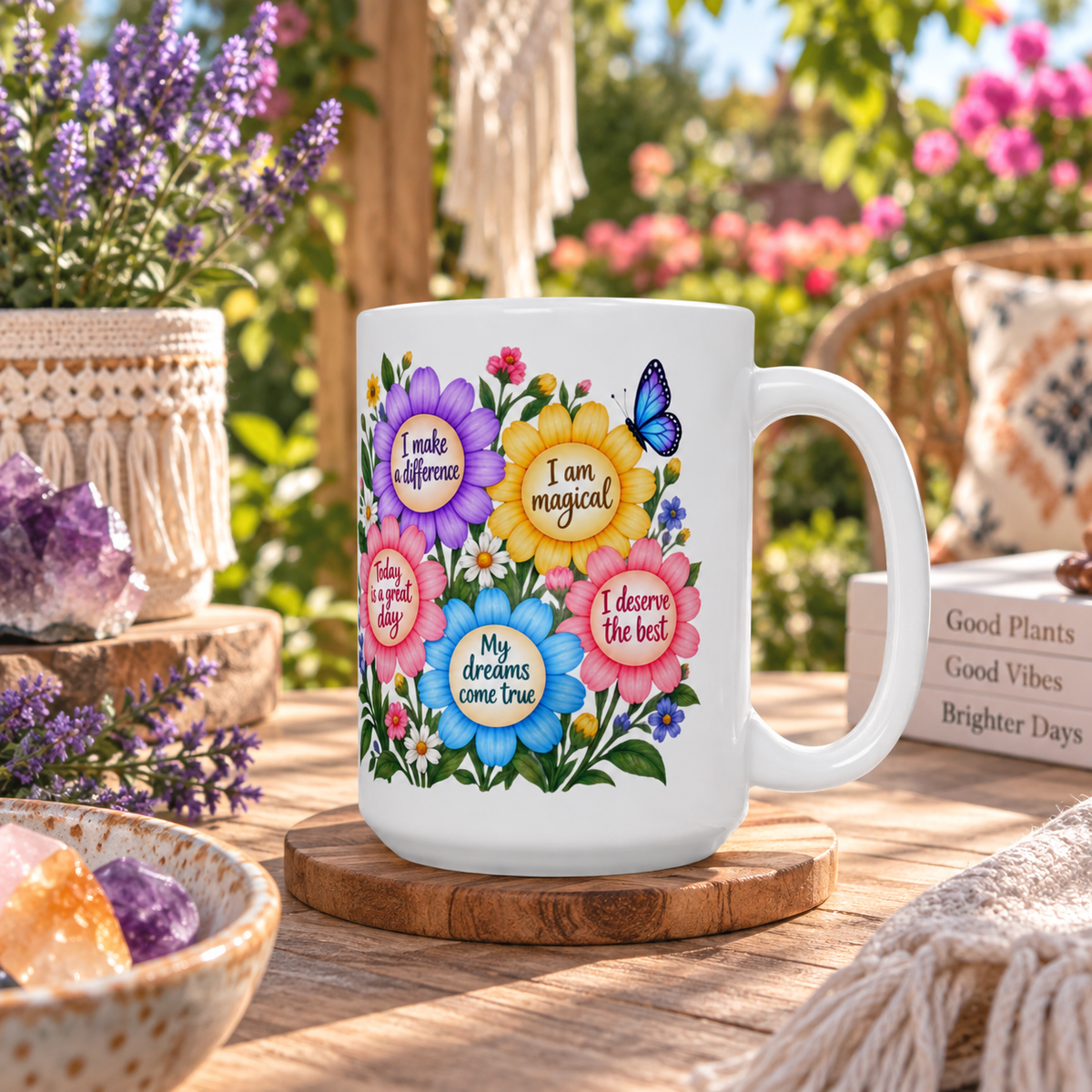 Inspirational Flower Self Care Affirmation Mug 11oz and 15oz