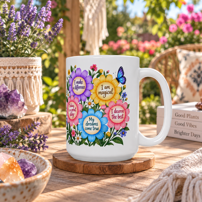 Inspirational Flower Self Care Affirmation Mug 11oz and 15oz