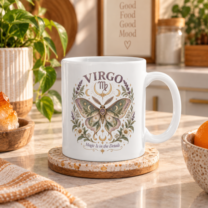 Celestial Moth Coffee Cup 11oz and 15oz | Virgo Zodiac Mug Gift
