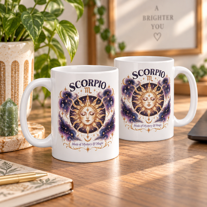 Scorpio Zodiac Mug 11oz and 15oz | Celestial Sun Coffee Cup