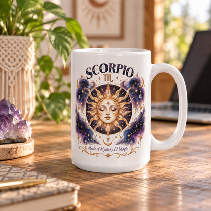Scorpio Zodiac Mug 11oz and 15oz | Celestial Sun Coffee Cup