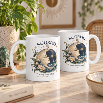 Scorpio Zodiac Celestial Moon Coffee Mug 11oz and 15 oz | Astrology Birthday Mystical Mug