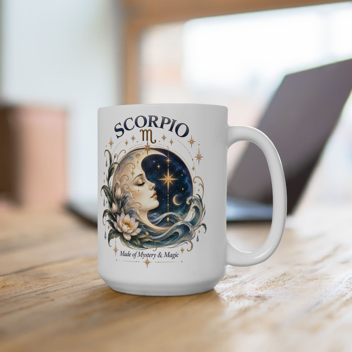 Scorpio Zodiac Celestial Moon Coffee Mug 11oz and 15 oz | Astrology Birthday Mystical Mug