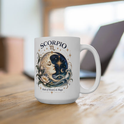 Scorpio Zodiac Celestial Moon Coffee Mug 11oz and 15 oz | Astrology Birthday Mystical Mug