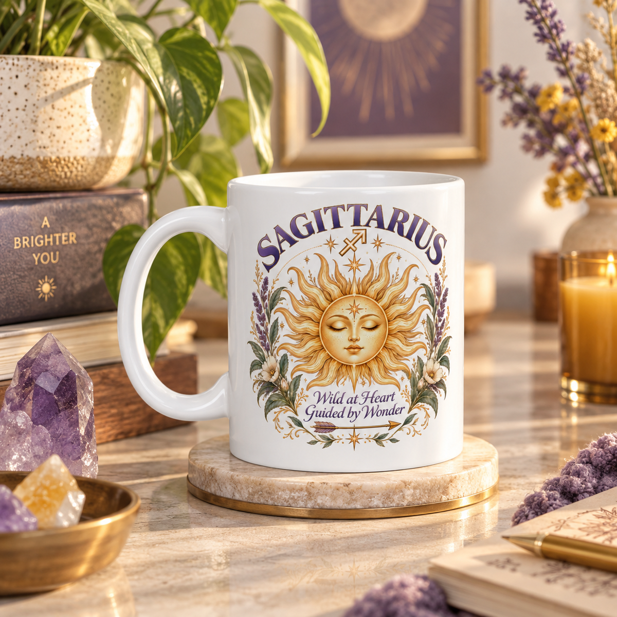 Sagittarius Zodiac Celestial Sun Mug 11oz and 15 oz Coffee Cup
