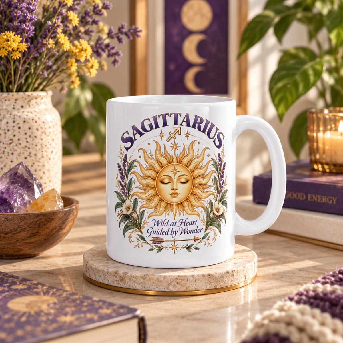 Sagittarius Zodiac Celestial Sun Mug 11oz and 15 oz Coffee Cup