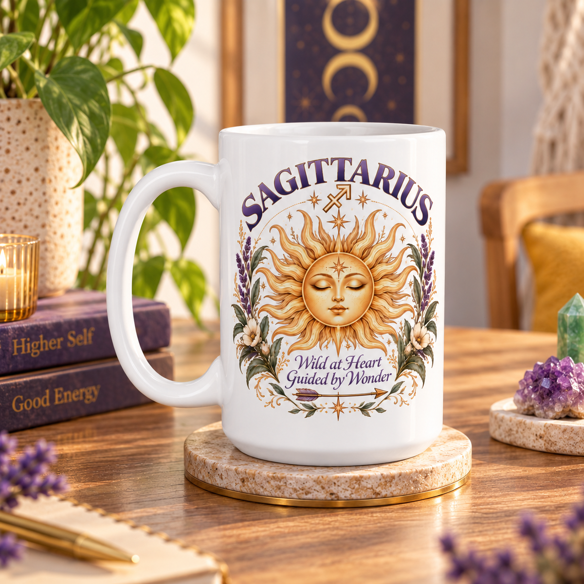 Sagittarius Zodiac Celestial Sun Mug 11oz and 15 oz Coffee Cup