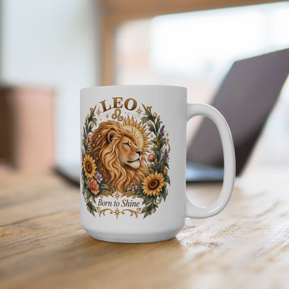 Lion Floral Coffee Mug | Leo Zodiac Mug
