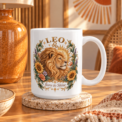Lion Floral Coffee Mug | Leo Zodiac Mug