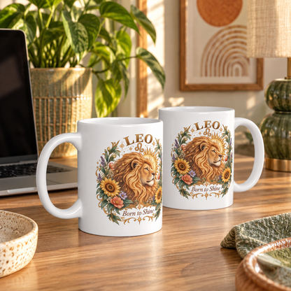 Lion Floral Coffee Mug | Leo Zodiac Mug