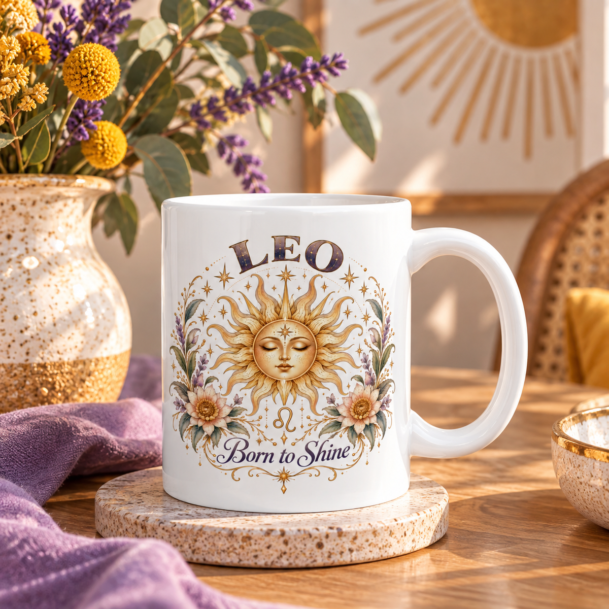 Celestial Leo Zodiac Sun Coffee Cup