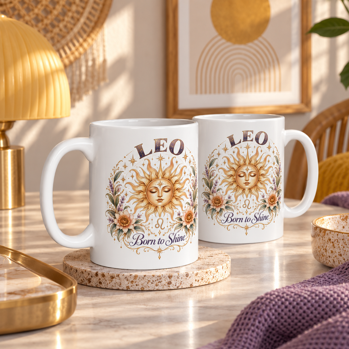 Celestial Leo Zodiac Sun Coffee Cup