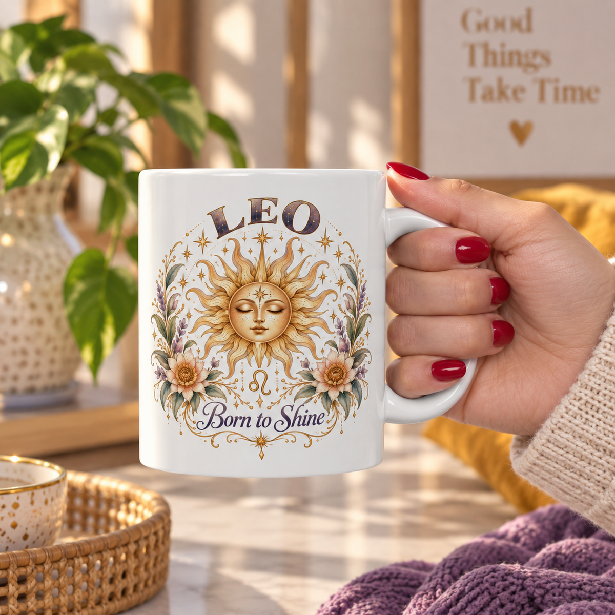 Celestial Leo Zodiac Sun Coffee Cup