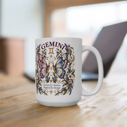 Celestial Butterfly Gemini Zodiac Sign Coffee Cup