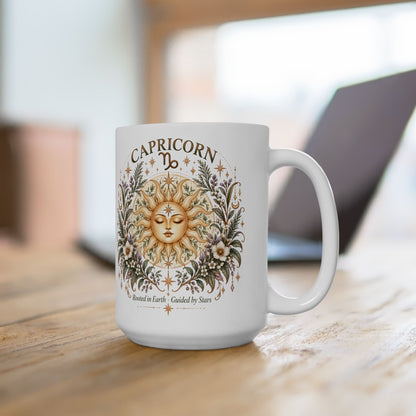 Celestial Sun Floral Capricorn Zodiac Coffee Mug 11oz and 15 oz