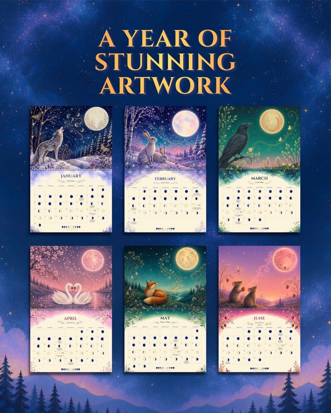 2027 Wildlife Moon Phase Wall Calendar
