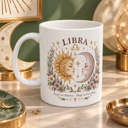 Libra Sun and Moon Mug | Witchy Astrology Coffee Cup