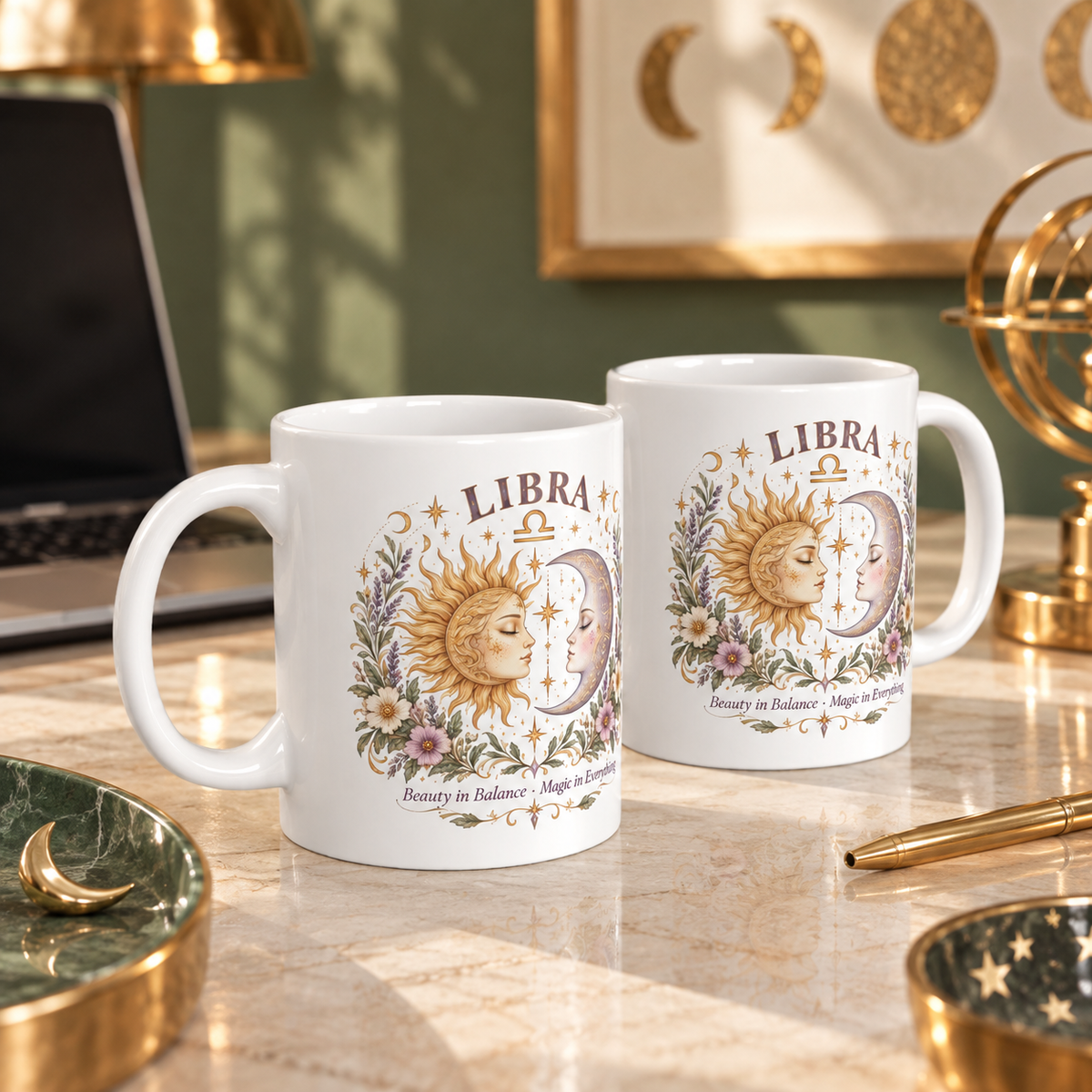 Libra Sun and Moon Mug | Witchy Astrology Coffee Cup
