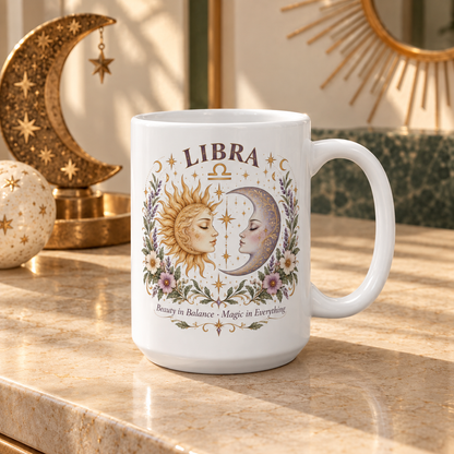 Libra Sun and Moon Mug | Witchy Astrology Coffee Cup