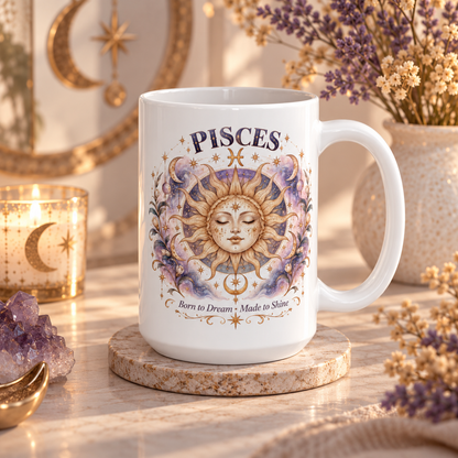 Cosmic Pisces Sun And Moon Coffee Mug 11oz and 15oz