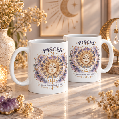 Cosmic Pisces Sun And Moon Coffee Mug 11oz and 15oz