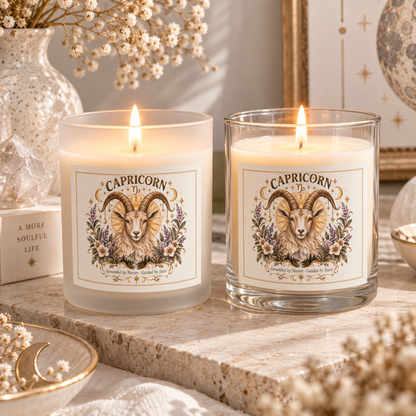 Capricorn Floral Zodiac Candle 11oz | Goat Astrology Celestial Home Decor