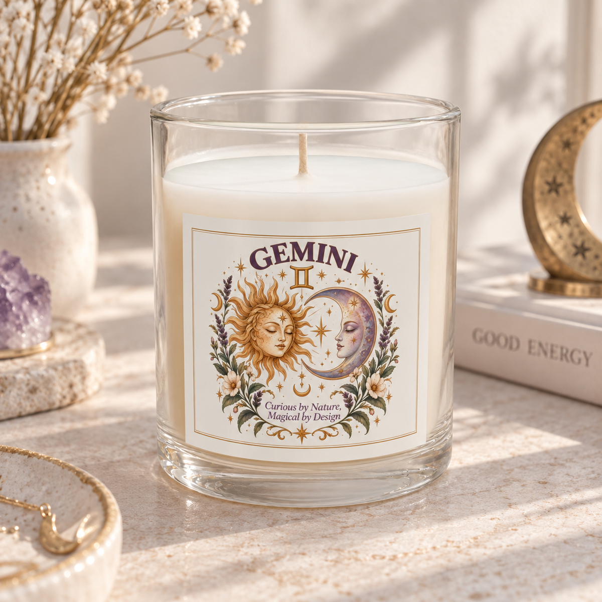Gemini Zodiac Sun and Moon Astrology Candle 11oz