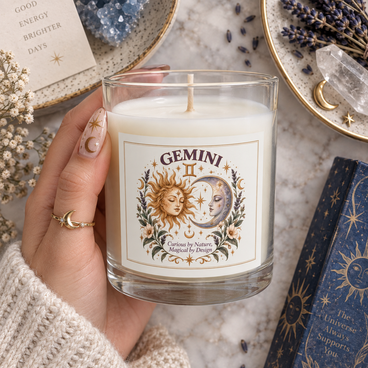 Gemini Zodiac Sun and Moon Astrology Candle 11oz