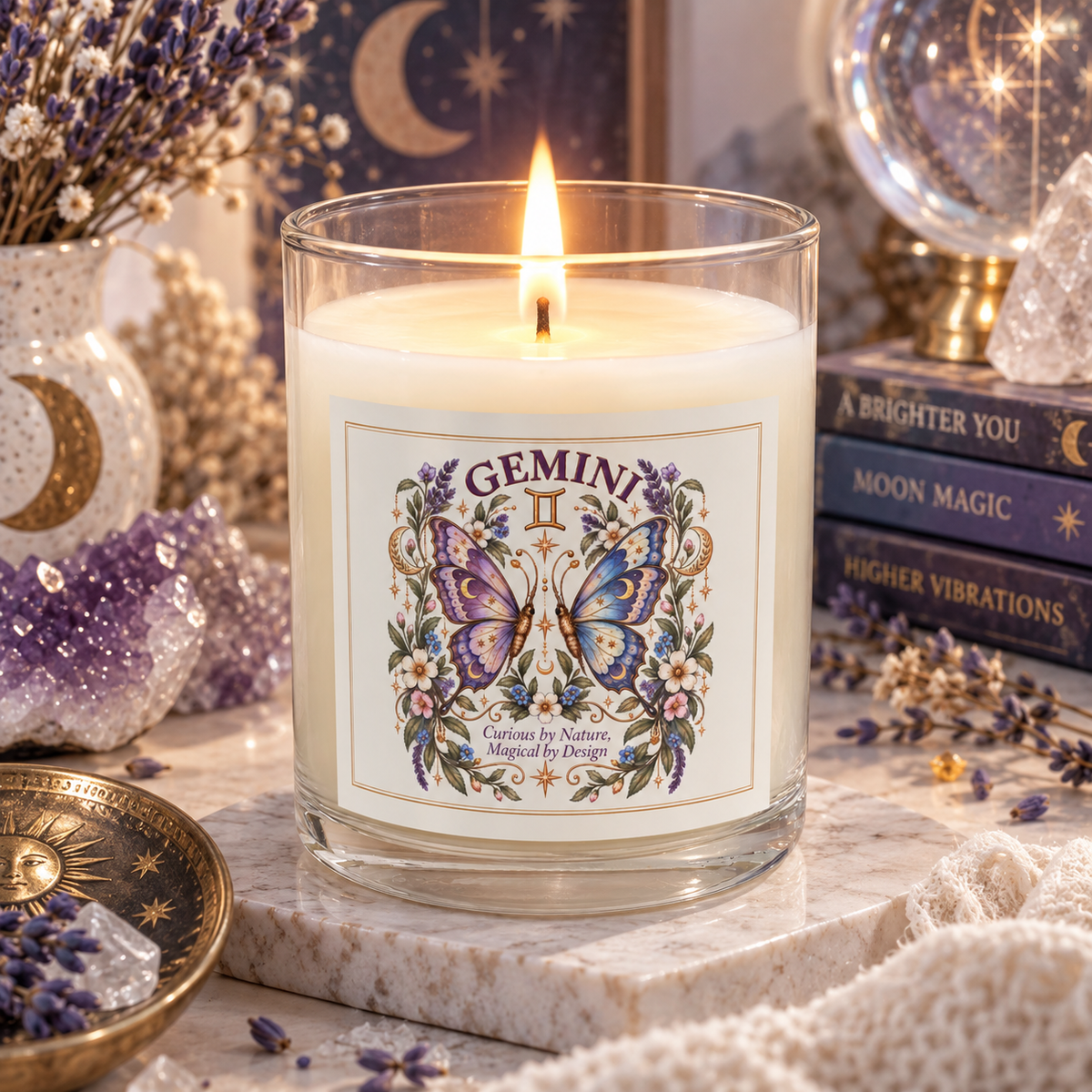 Gemini Butterfly Zodiac Astrology Candle 11oz