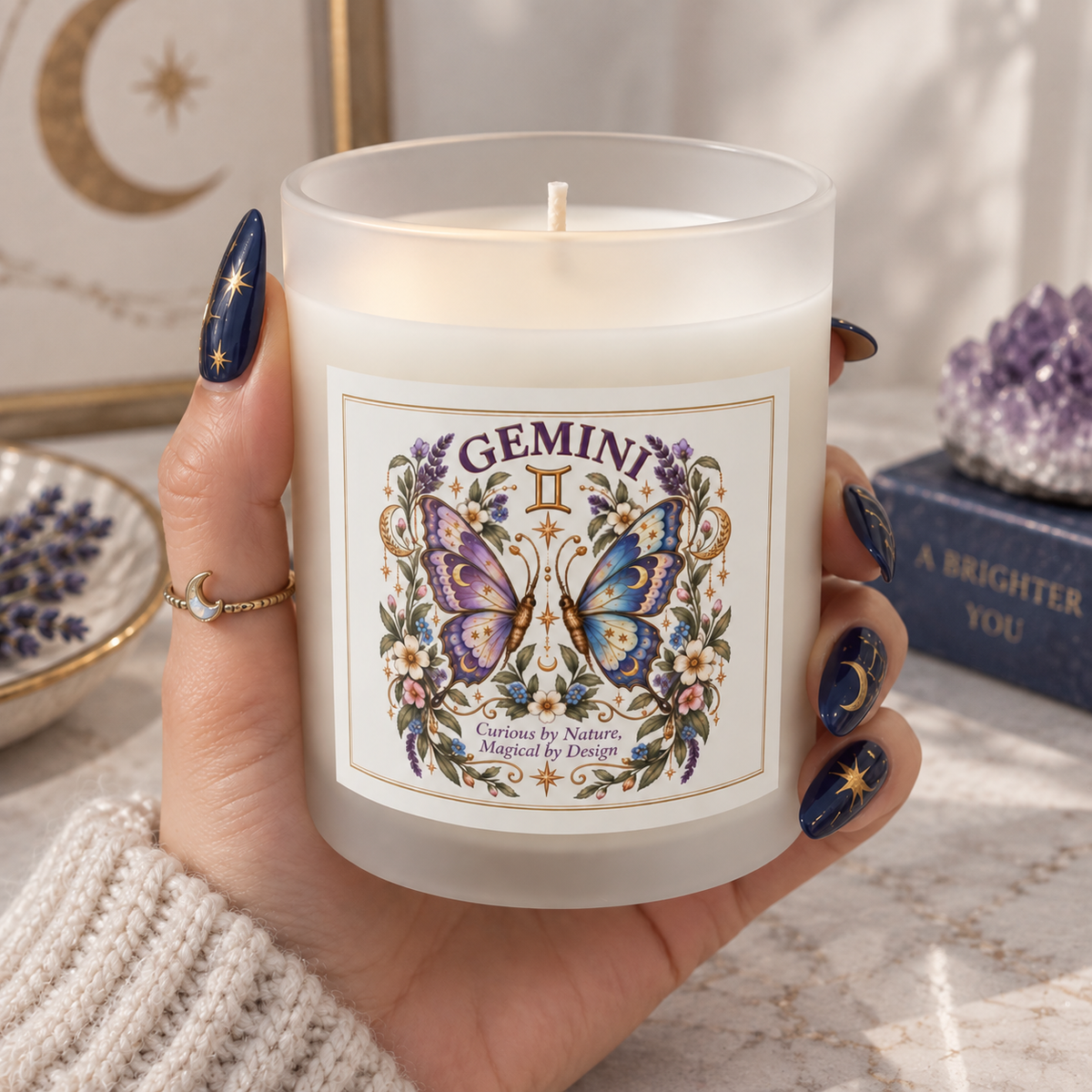 Gemini Butterfly Zodiac Astrology Candle 11oz