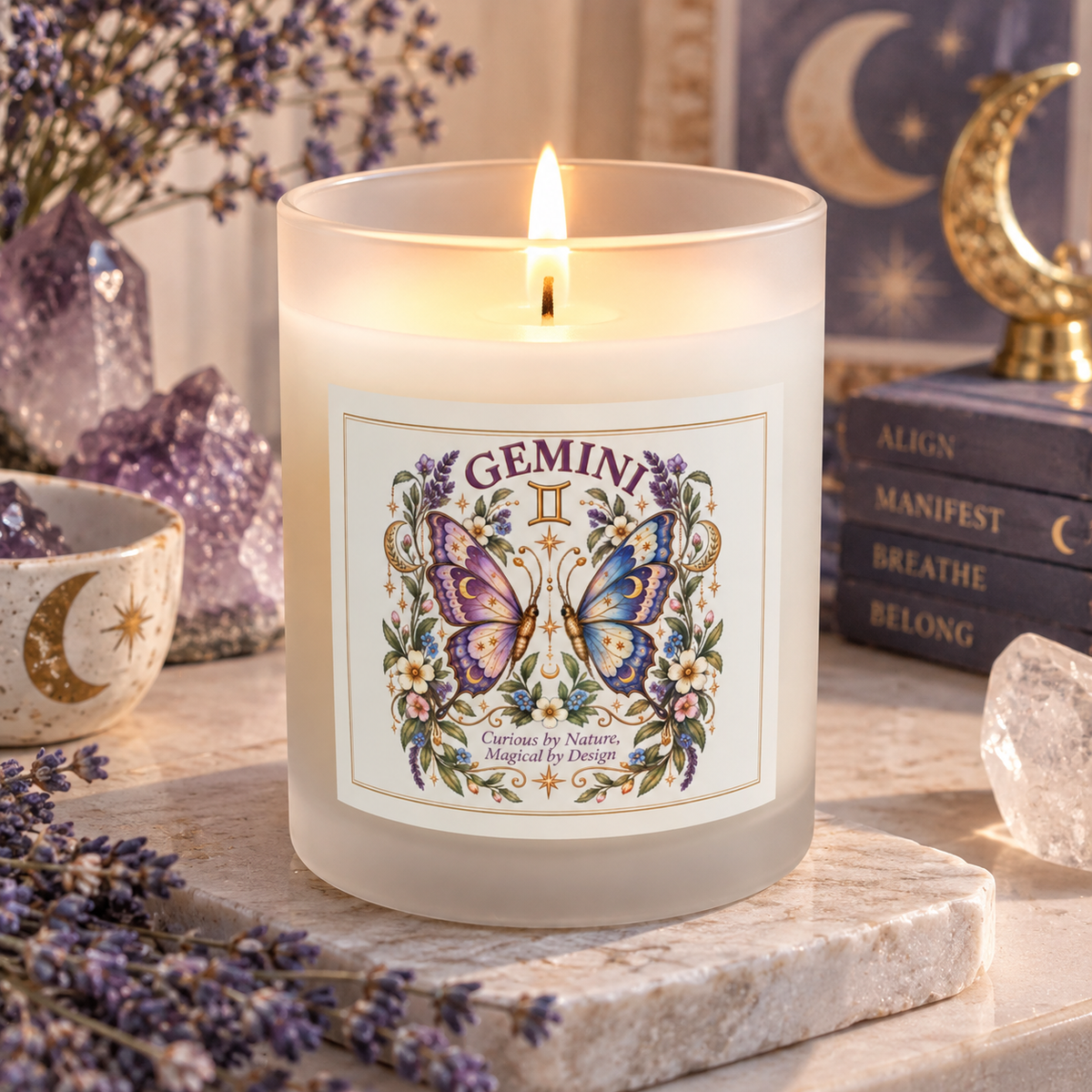 Gemini Butterfly Zodiac Astrology Candle 11oz